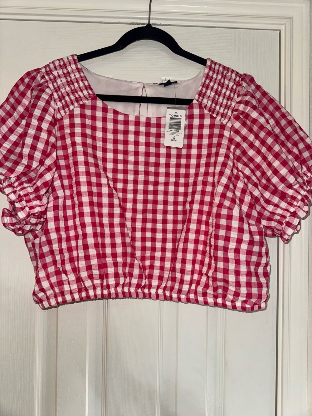 NWT Torrid Pink Gingham Square Neck Crop Top